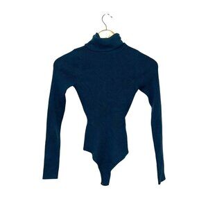 Abercrombie & Fitch Teal Ribbed Turtleneck Snap Crotch Women's Bodysuit Size XS